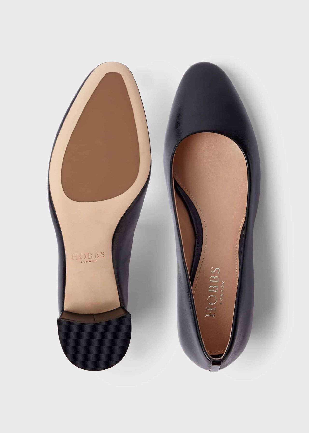 Abbey Leather Court Shoes , Black, hi-res