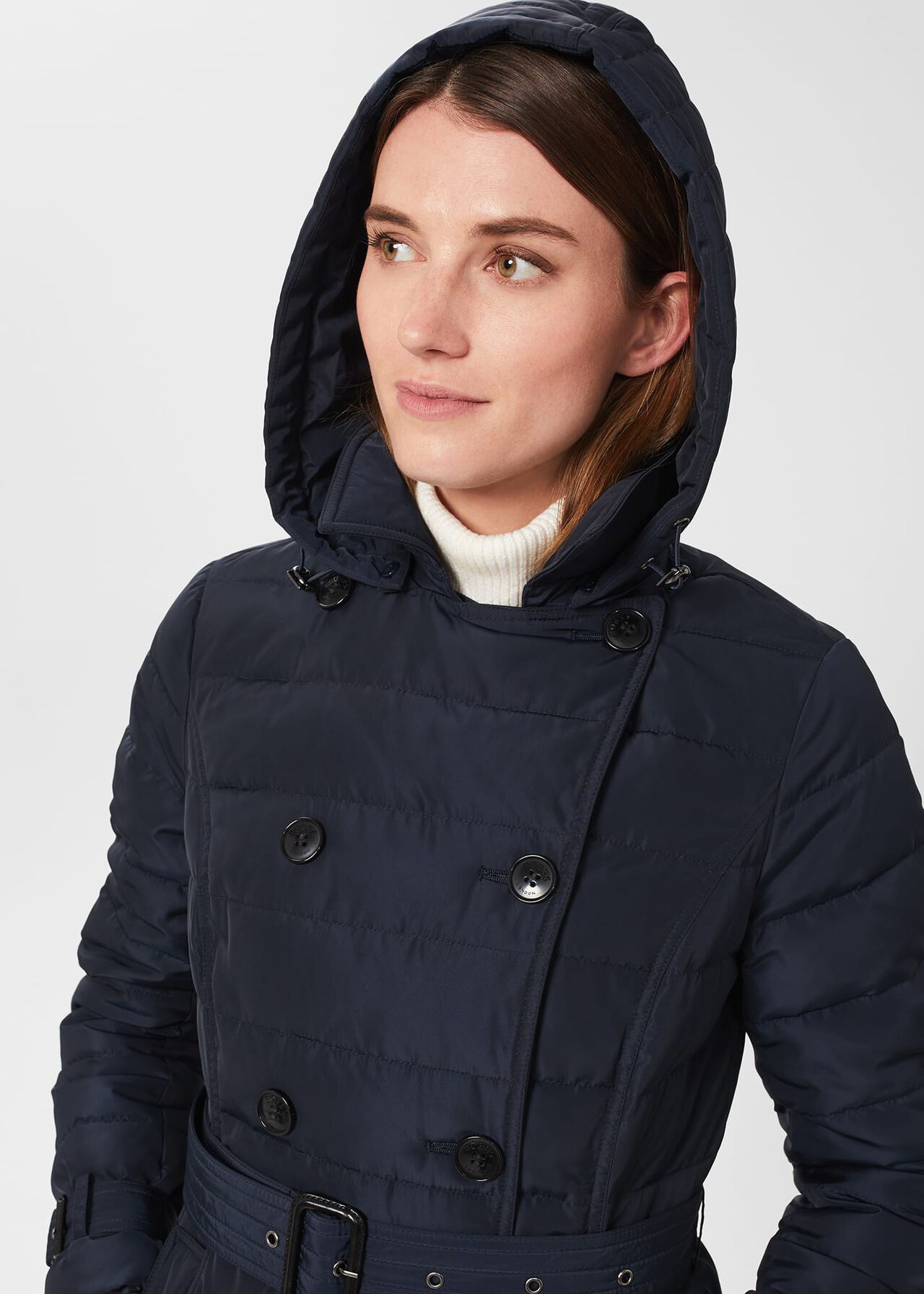 Corina Water Resistant Puffer Trench , Navy, hi-res