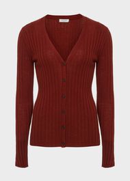 Aria Ribbed Cardigan, Dark Pecan, hi-res