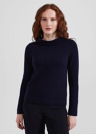 Audrey Wool Cashmere Jumper, Navy, hi-res