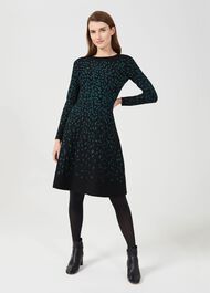 Jodie Knitted Dress, Black Green, hi-res