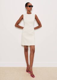 Clarence Tweed Dress, Cream, hi-res