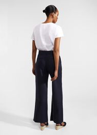 Petite Lynn Linen Trousers, Navy, hi-res