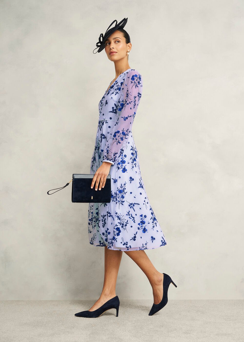 Petite Ella  Embroidered Dress, Midnight Blue, hi-res