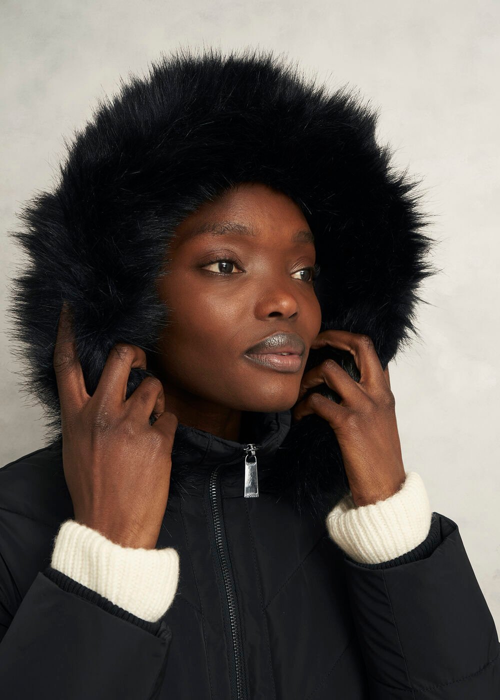 Petite Amalie Puffer Coat, Black, hi-res