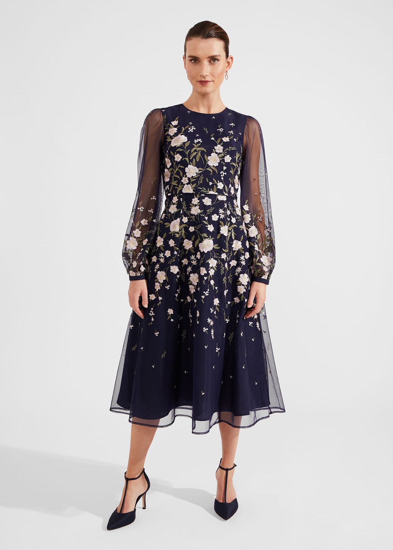 Lois Embroidered Midi Dress, Navy Multi, hi-res