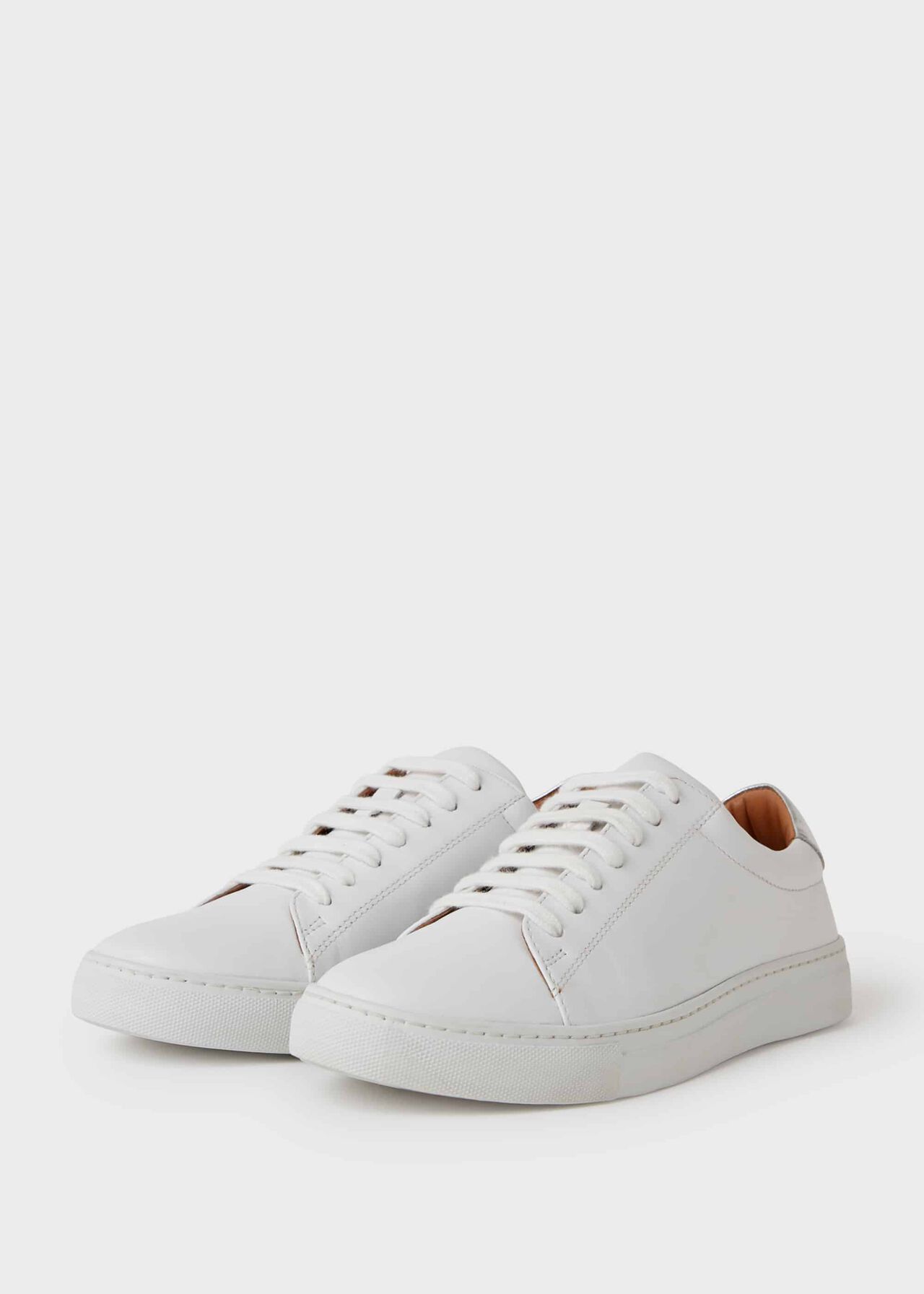 Hollie Leather Trainers, White, hi-res