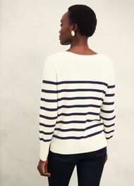Larina Cashmere Stripe Jumper, Ivory Navy, hi-res