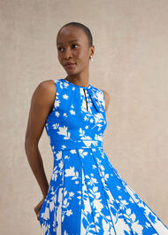 Petite Angelica Floral Dress, Blue Cream, hi-res