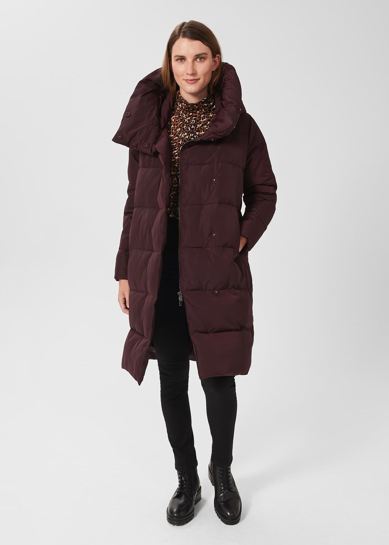 Heather Water Resistant Puffer Jacket, Wine, hi-res