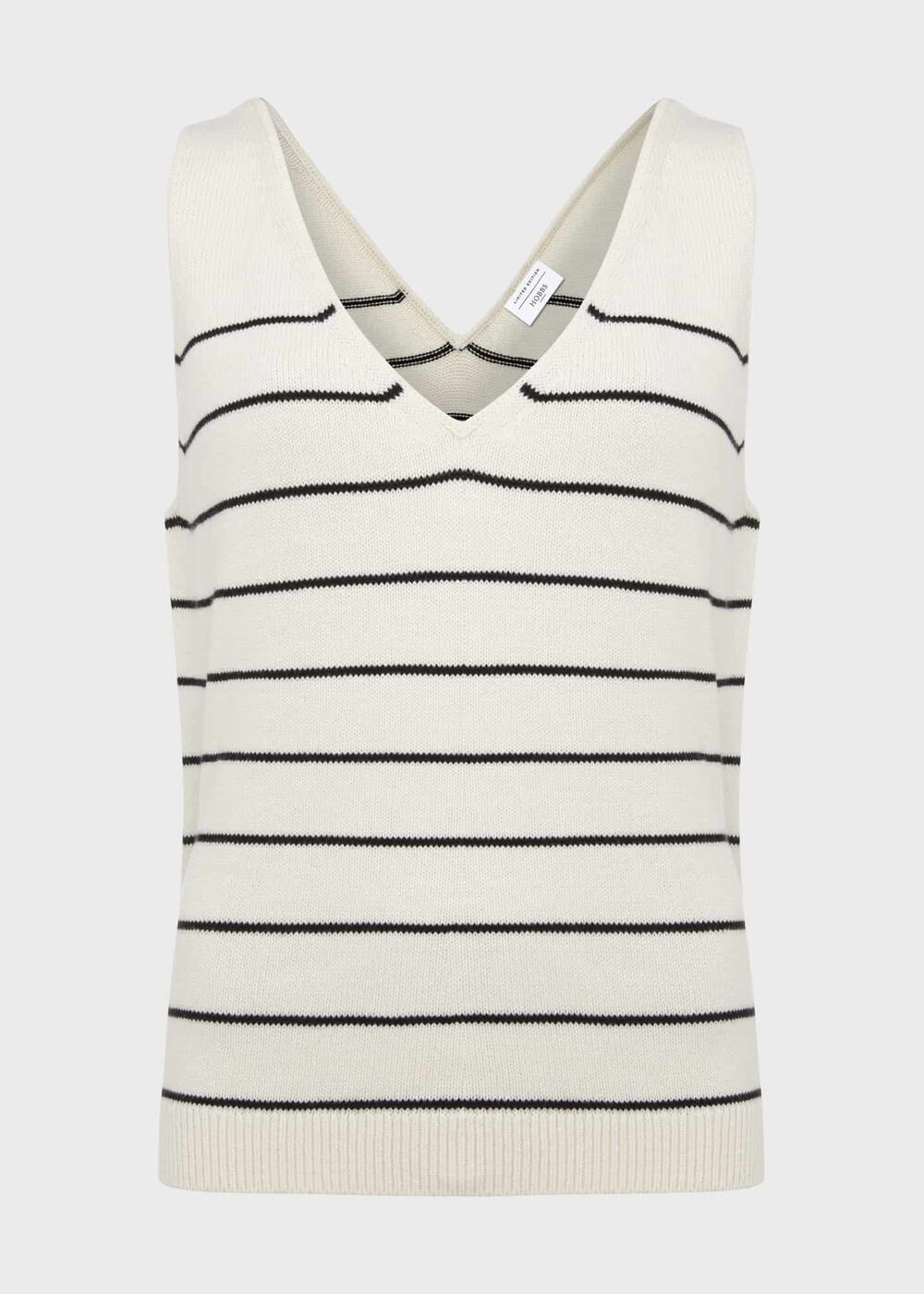 Carleton Cotton Knitted Top, Ivory Black, hi-res
