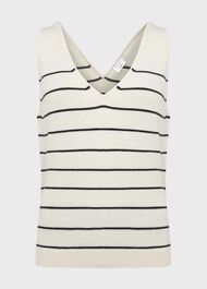 Carleton Cotton Knitted Top, Ivory Black, hi-res