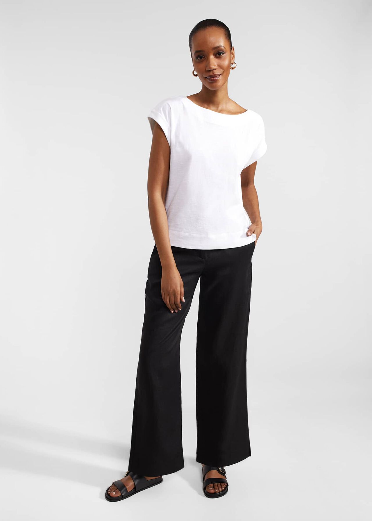 Lynn Linen Trousers, Black, hi-res