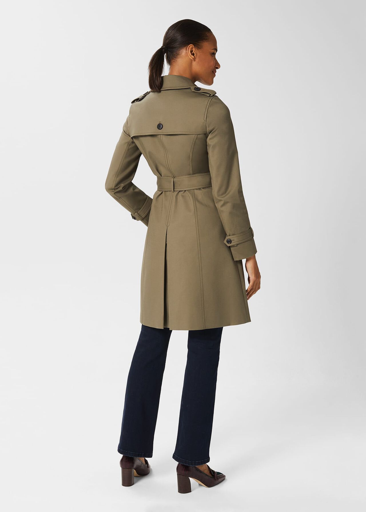 Saskia Water Resistant Trench Coat, Olive Green, hi-res