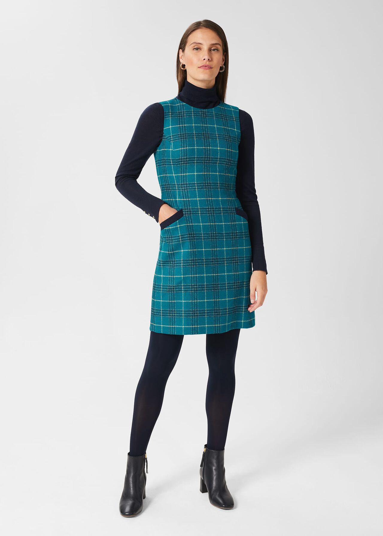 Amaris Aline Wool Dress, Green Multi, hi-res