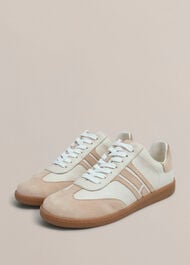 Khloe Leather Trainers, Ivory Beige, hi-res