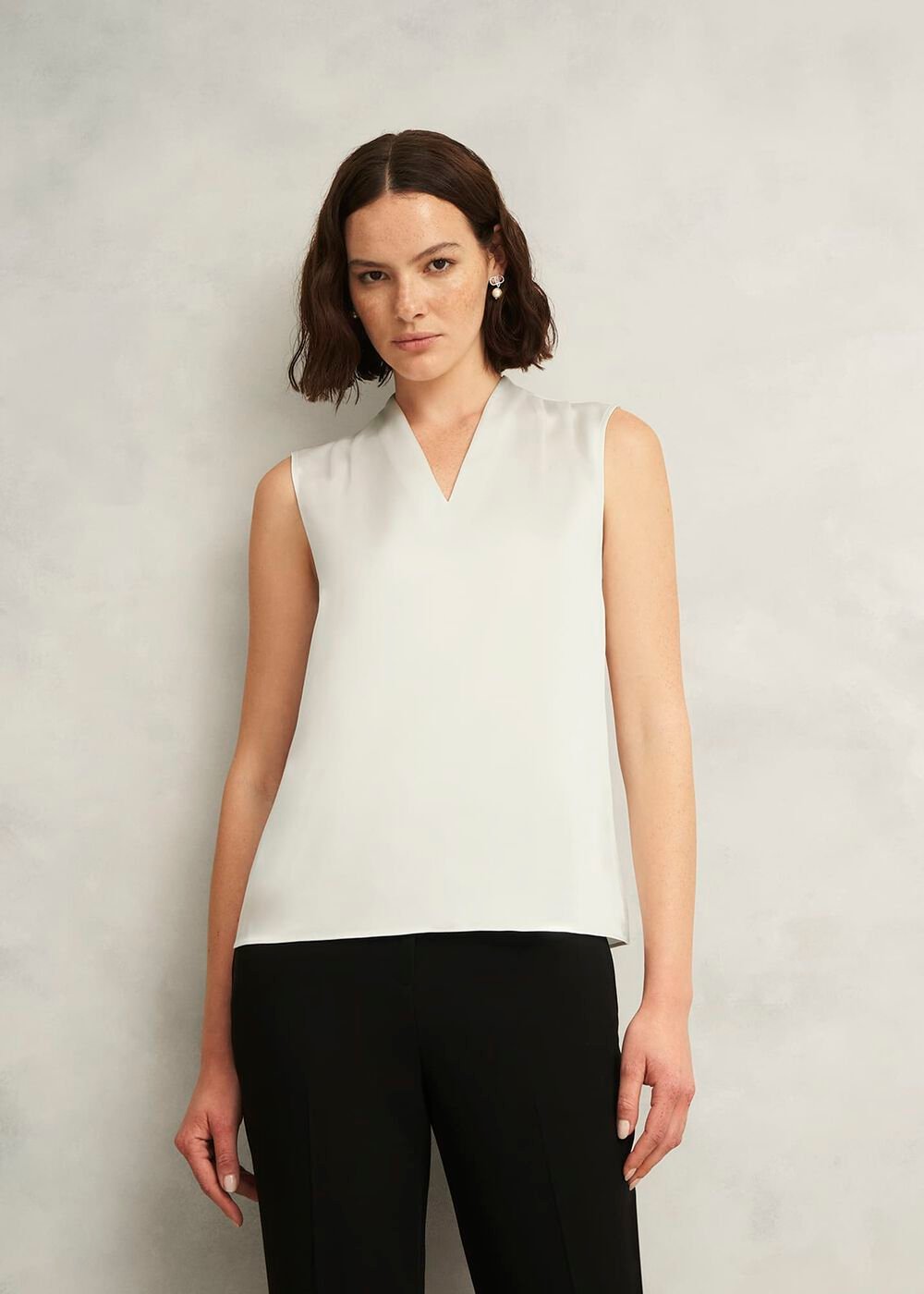 Ivory Nina Satin Blouse, Ivory, hi-res