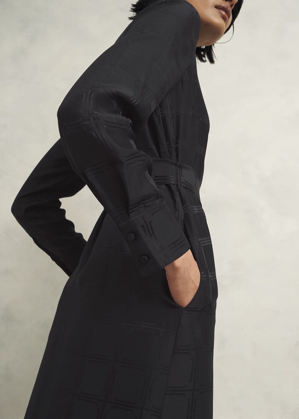 Sloane Silk Dress, Black, hi-res