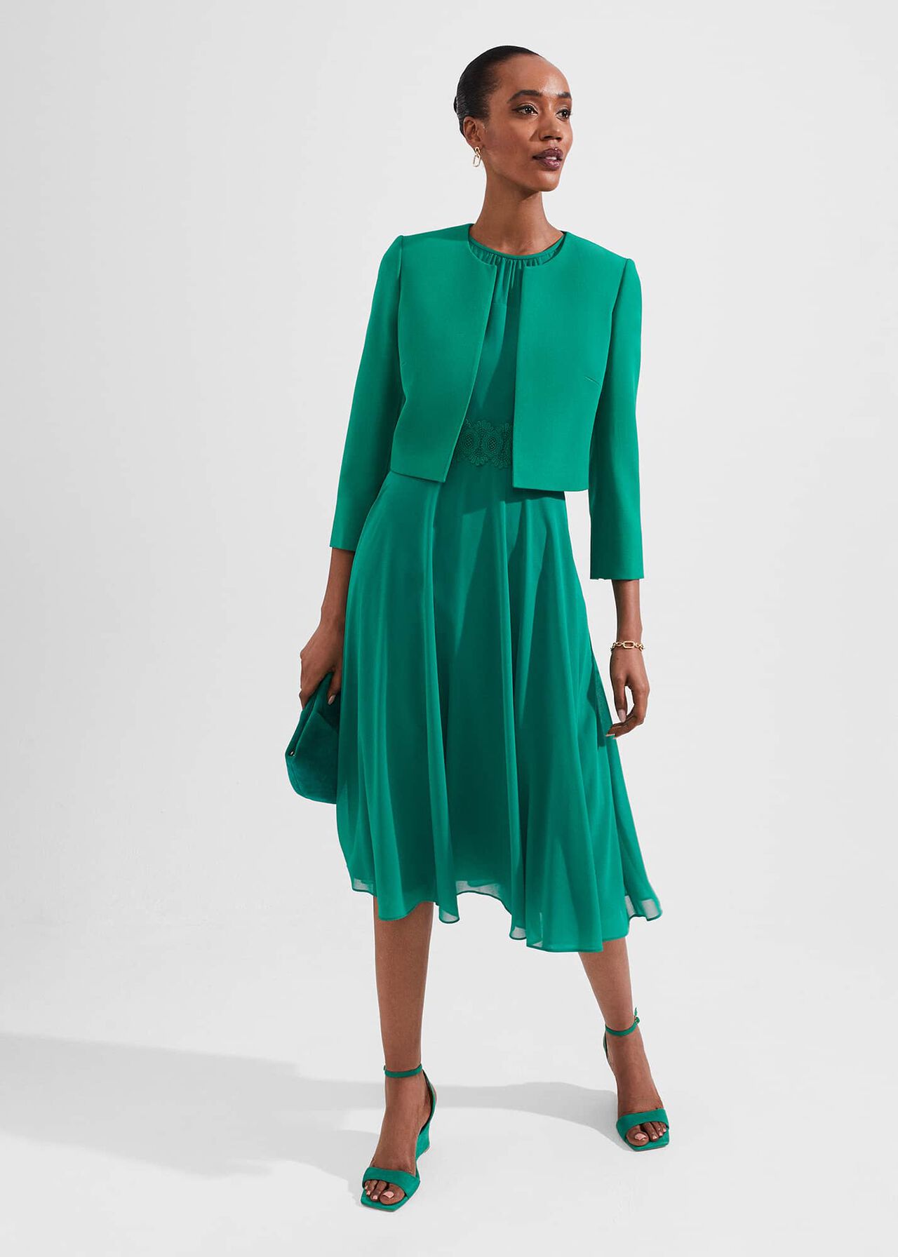 Cressida Fit And Flare Dress, Meadow Green, hi-res