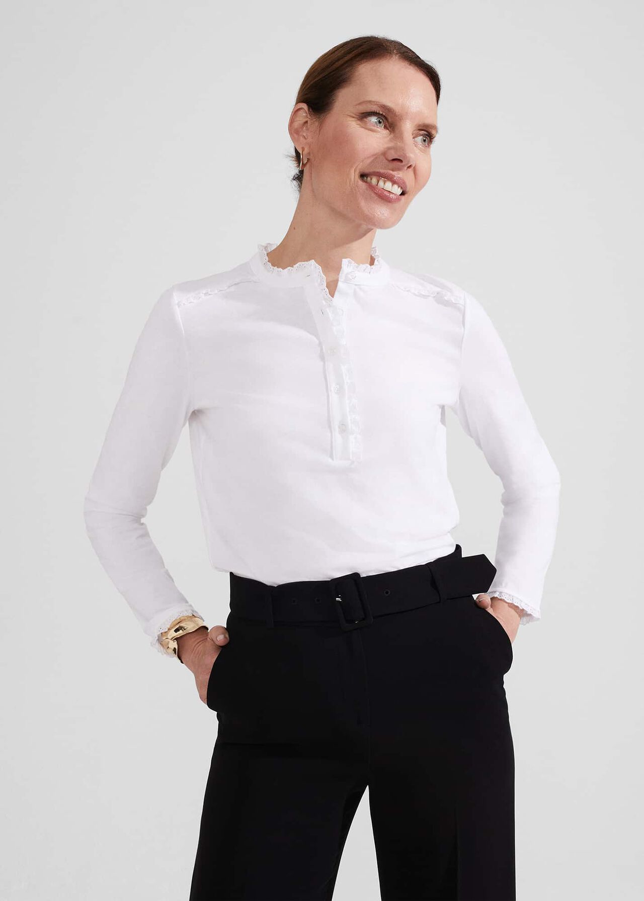 Lilah Cotton Top, White, hi-res