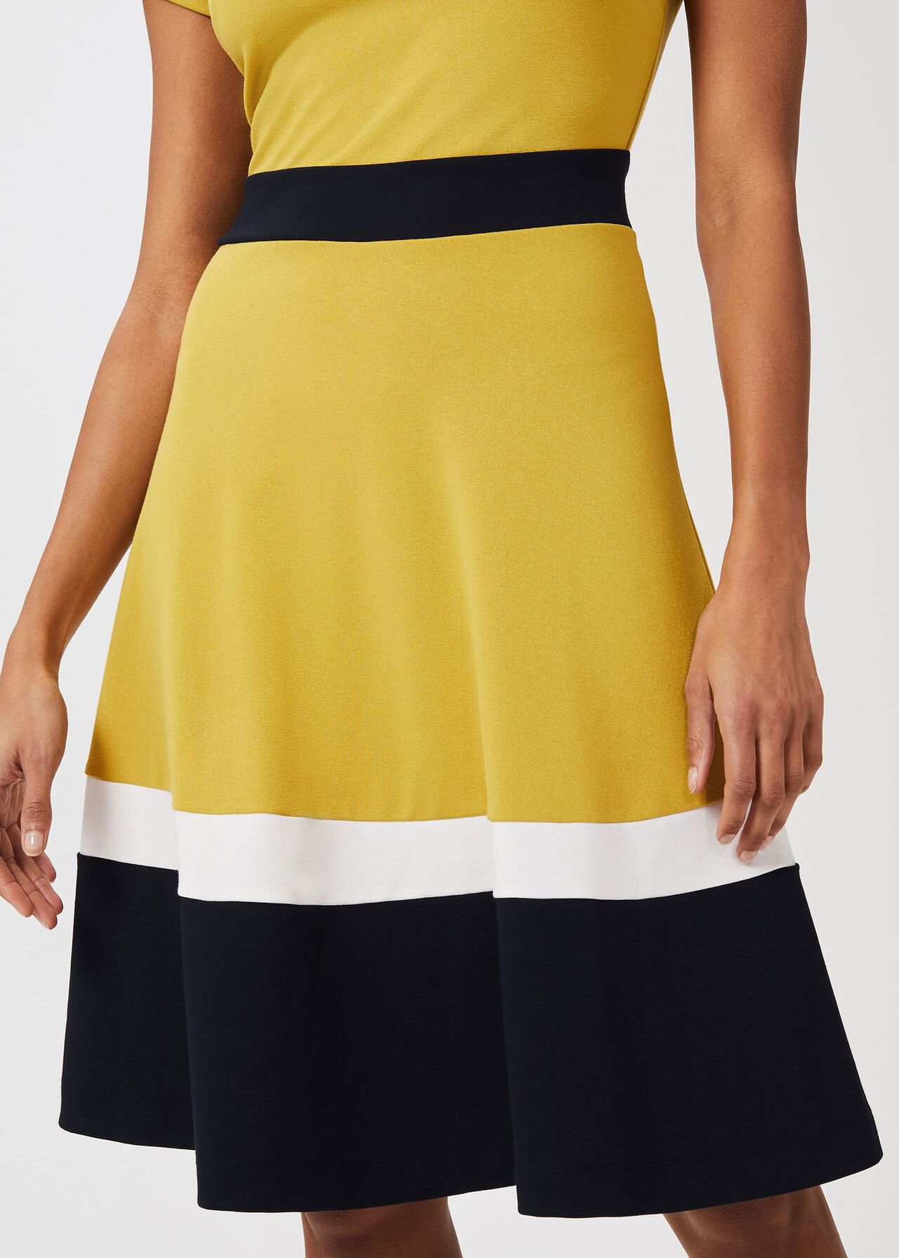 Seasalter Jersey Fit And Flare Dress, Yellow Nvy Whte, hi-res