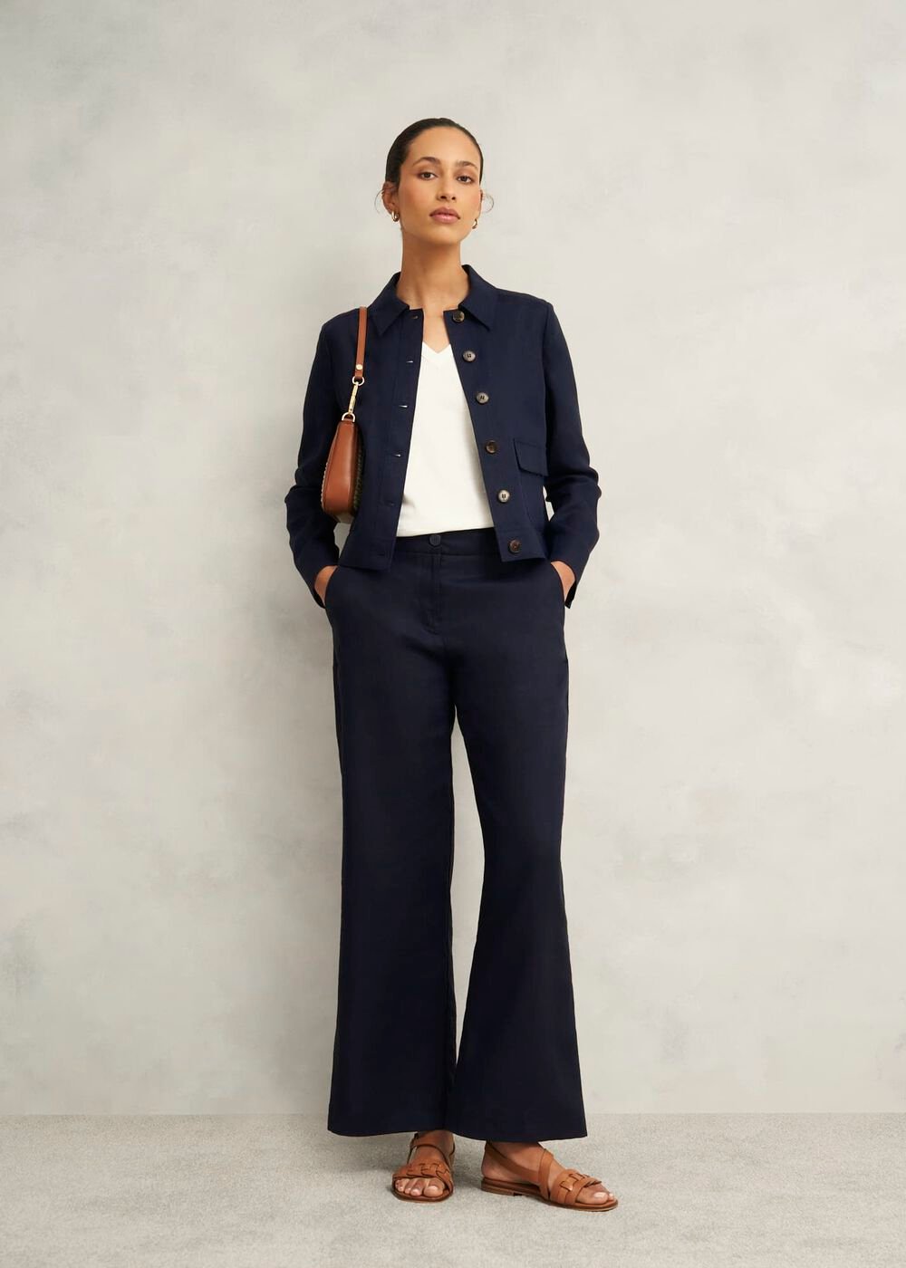 Clarence Linen Jacket, Navy, hi-res
