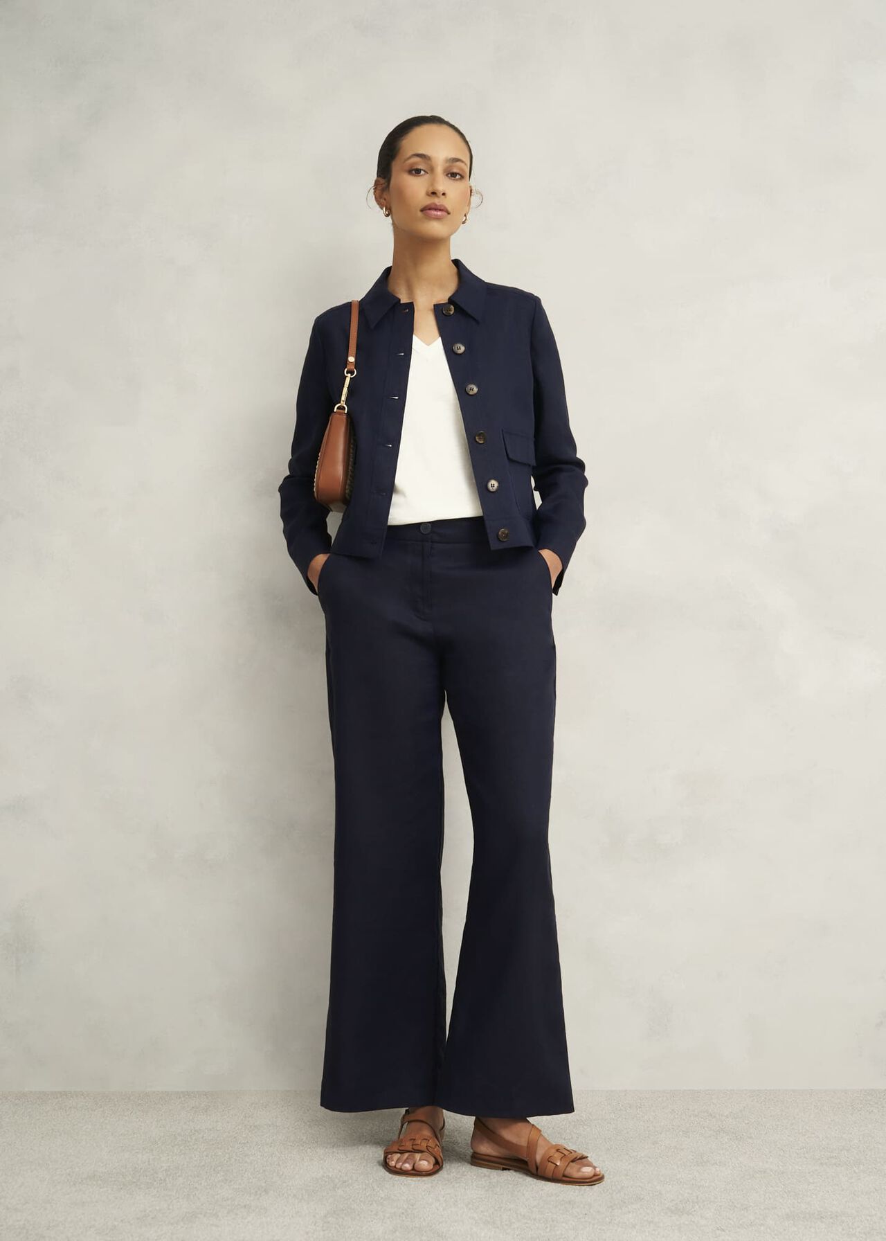Clarence Linen Jacket, Navy, hi-res