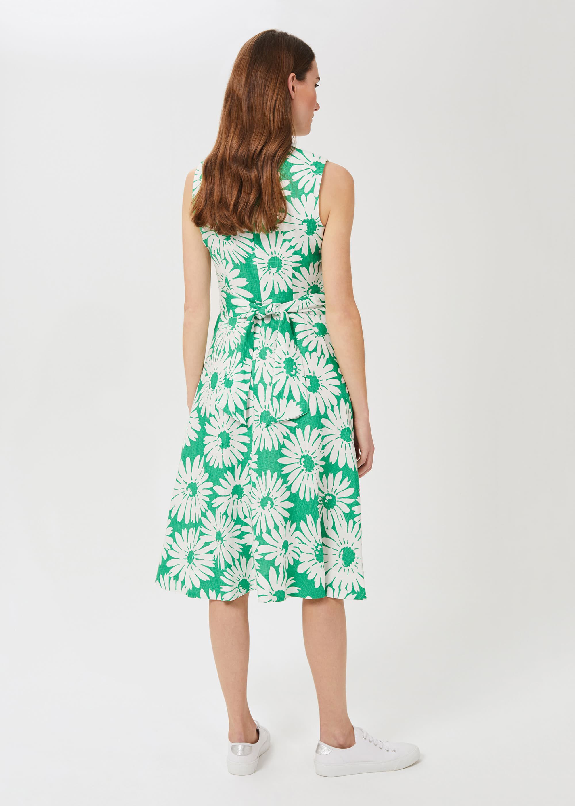 Hobbs green linen dress sales