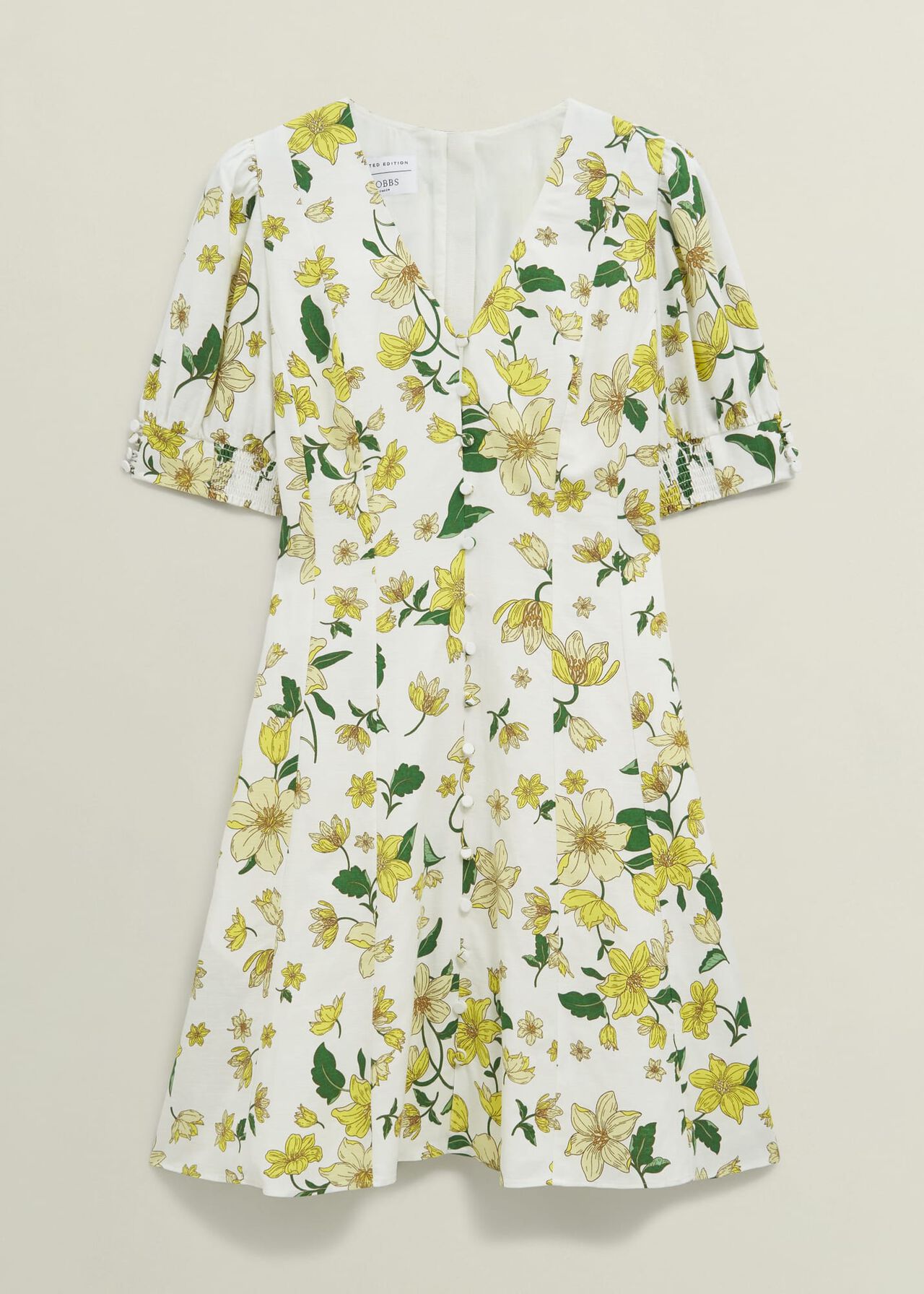 Coniston Floral Linen Blend Mini Dress, Ivory Multi, hi-res