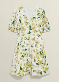 Coniston Floral Linen Blend Mini Dress, Ivory Multi, hi-res