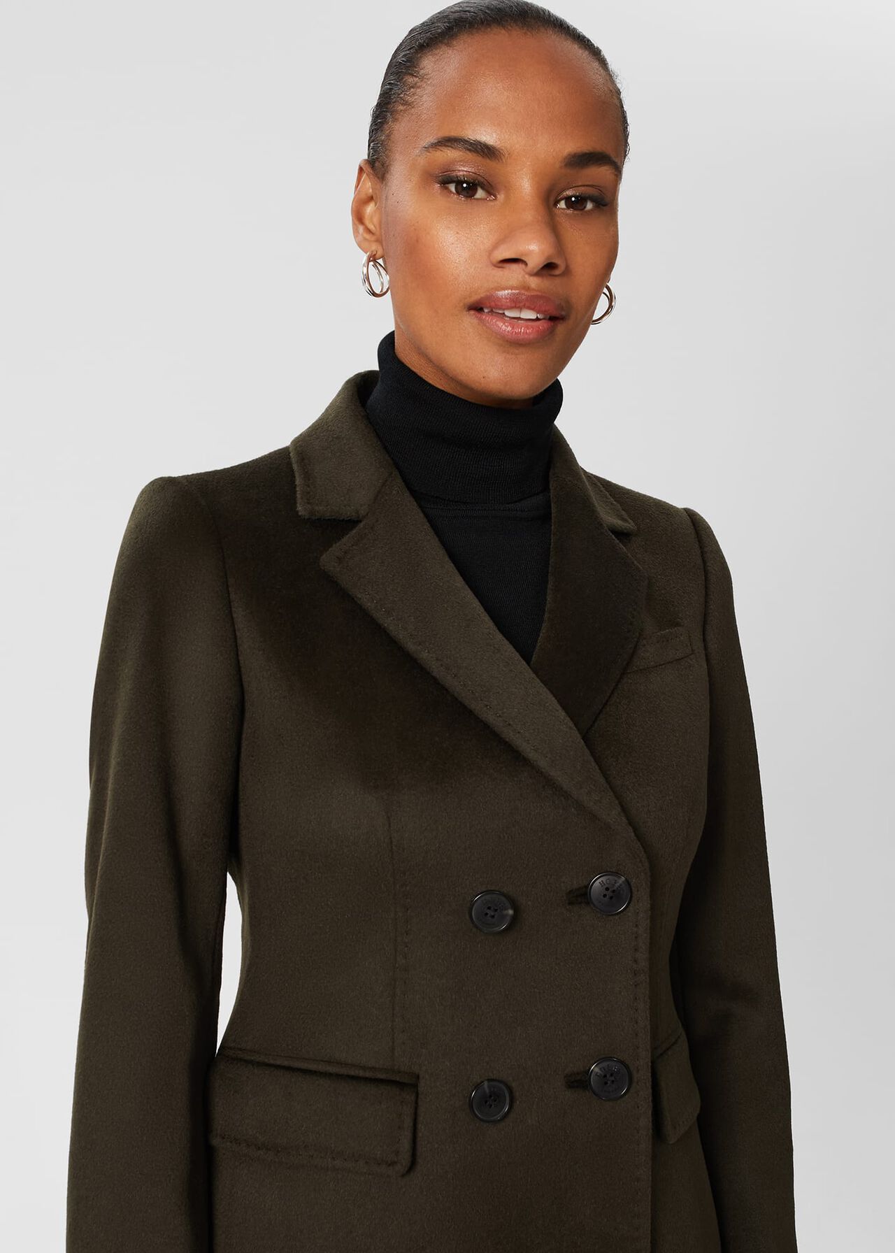 Elva Wool Coat, Dark Olive, hi-res