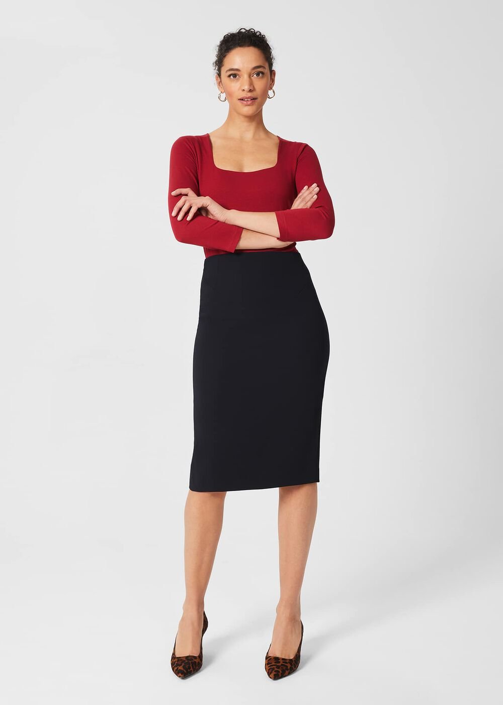 Debbie Double Fronted Top, Deep Red, hi-res