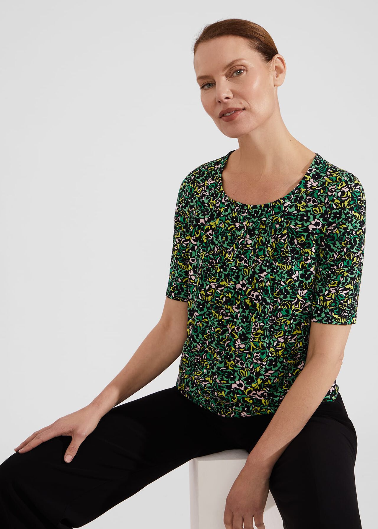 Jacqueline Print Top, Green Multi, hi-res