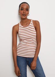 Cecil Cotton Vest, White Toffee, hi-res