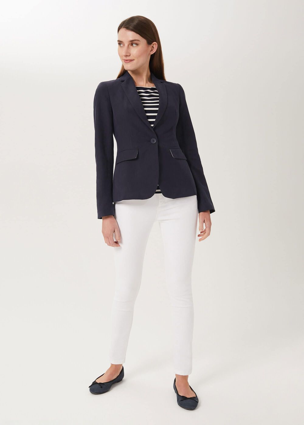 Trent Silk Linen Jacket, Navy, hi-res