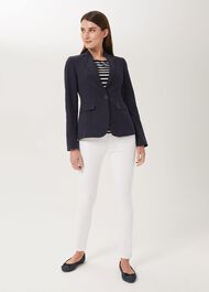 Trent Silk Linen Jacket, Navy, hi-res