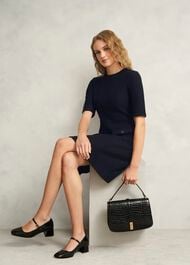 Adelaide Ponte Dress, Hobbs Navy, hi-res