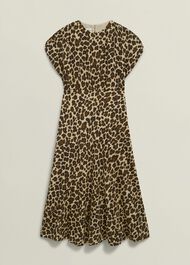 Hampton Leopard Silk Dress, Brown Multi, hi-res