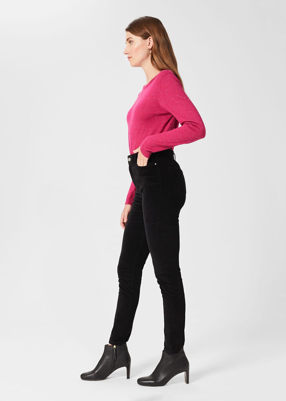 Gia Velvet Skinny Jeans, Black, hi-res
