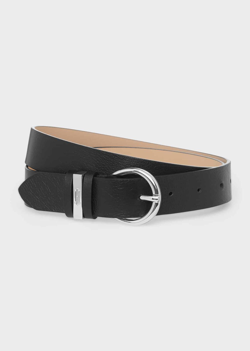 Eugenie Leather Belt , Black, hi-res