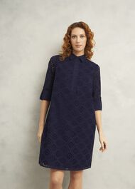 Marcia Broderie Dress, True Navy, hi-res