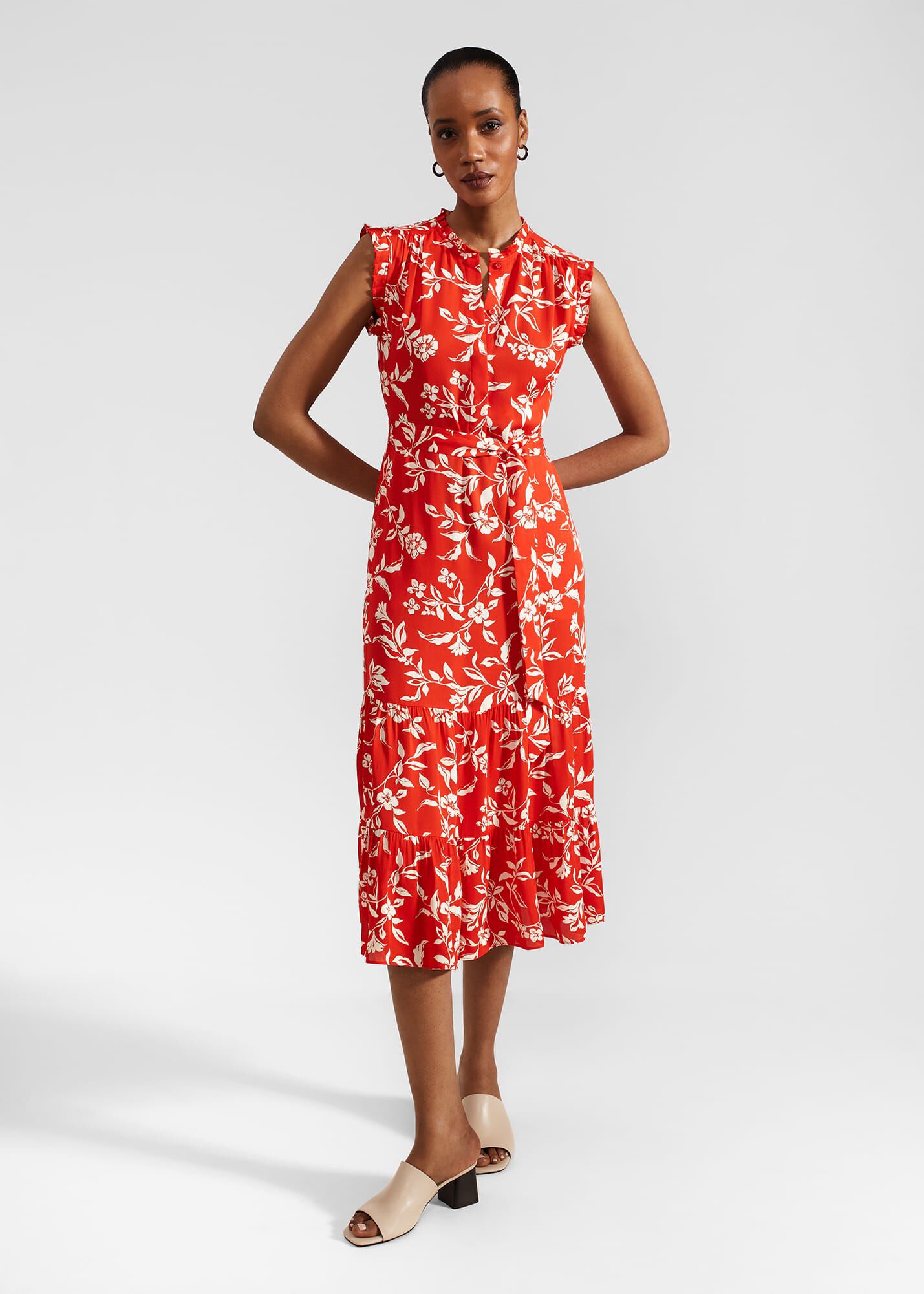【Hobbs London】英国発！Elsa フローラル ワンピース レッド Hobbs London】英国発！Elsa フローラル ワンピース レッド
