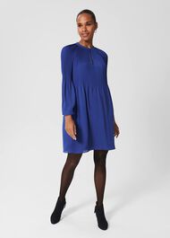 Mimi Pleat Dress, Cobalt Blue, hi-res