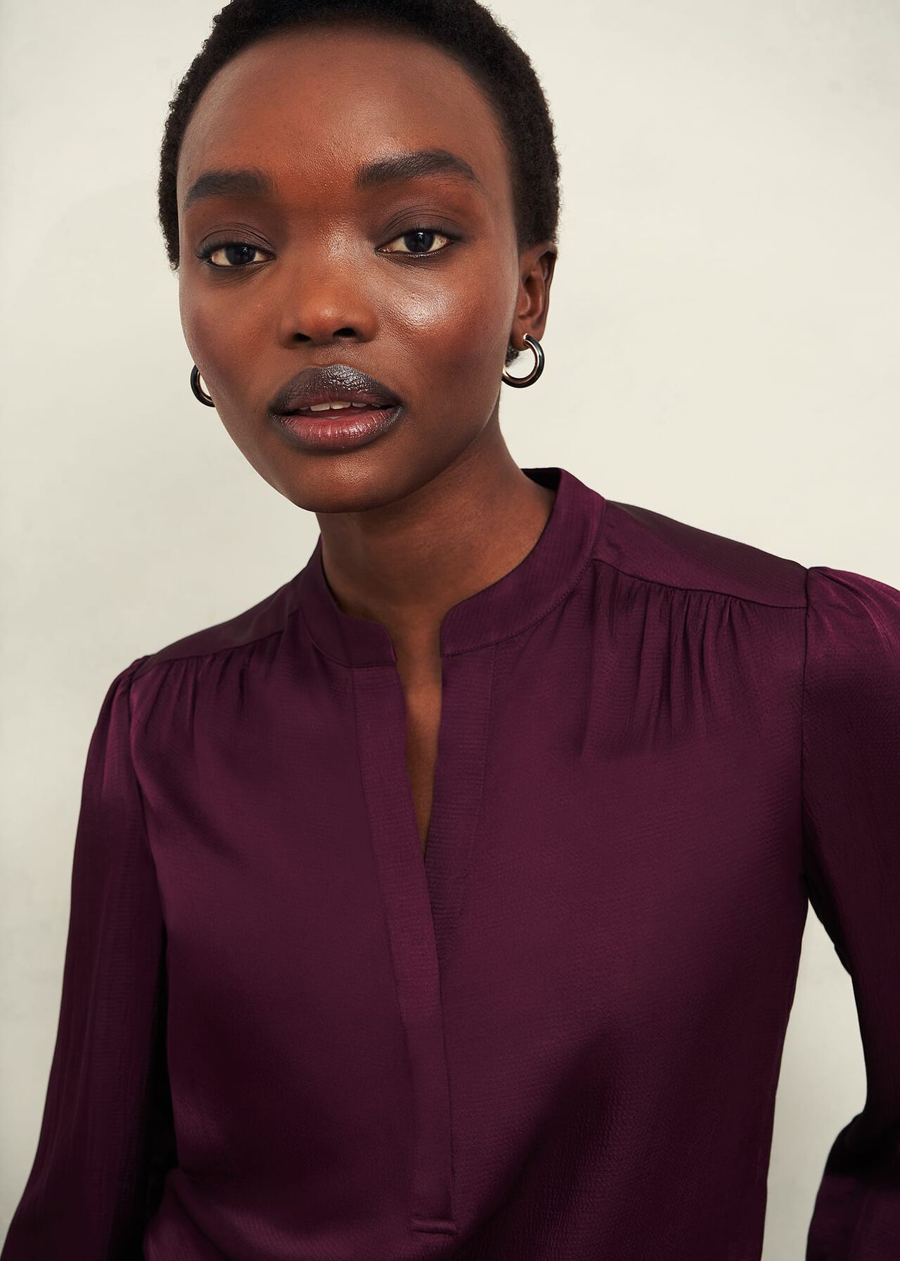 Jade Satin Blouse, Warm Plum, hi-res