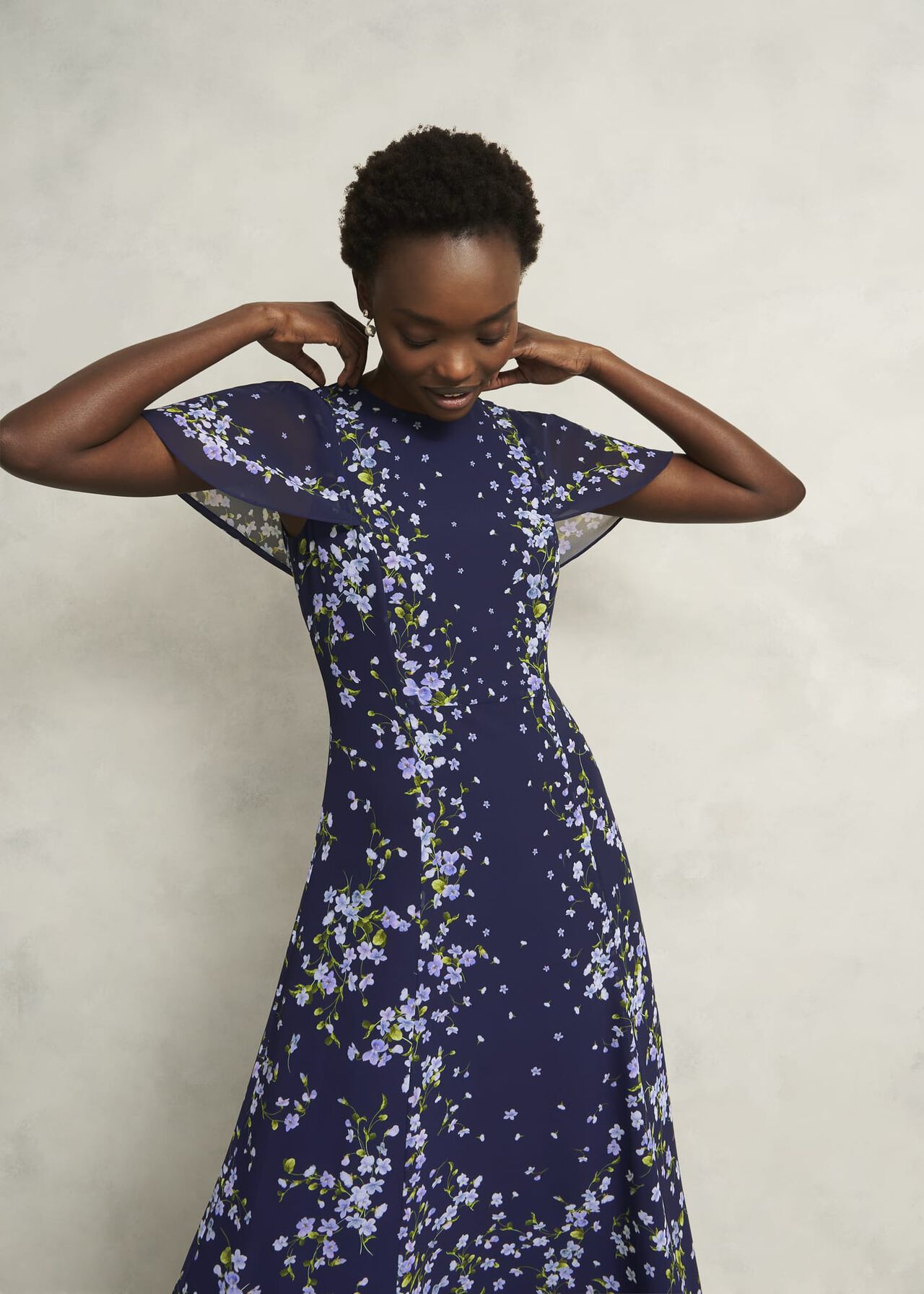 Rosella Cape Dress, Midnight Multi, hi-res