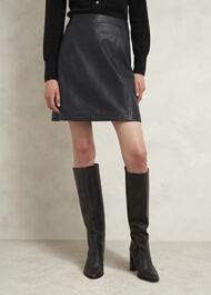 Annabelle Leather Skirt, Black, hi-res