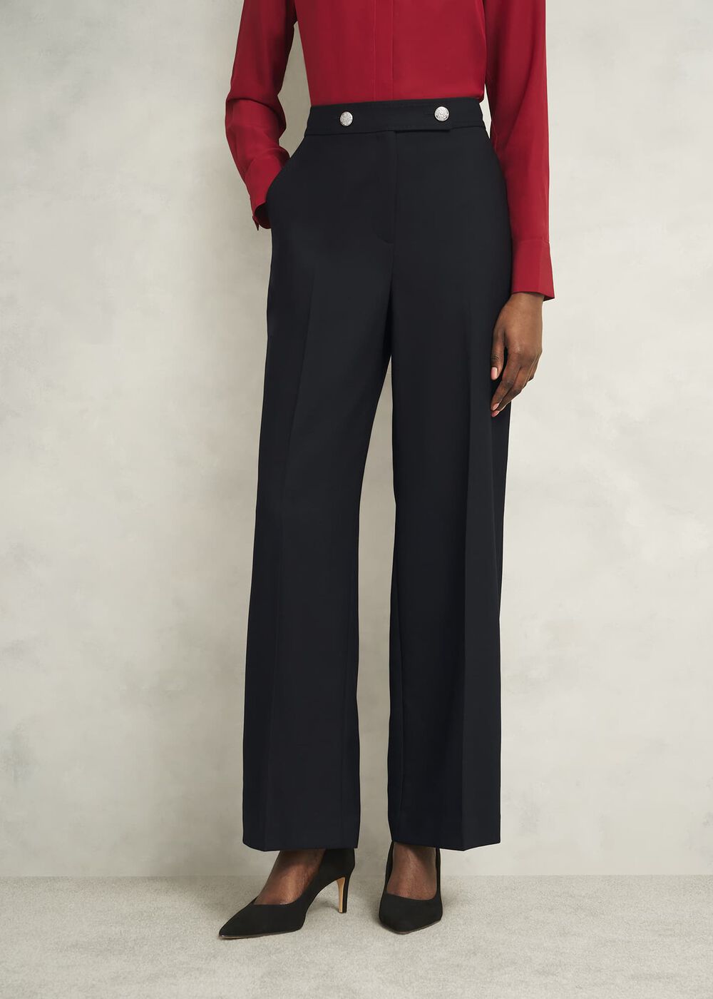 Heidi Wool Blend Trousers, Black, hi-res