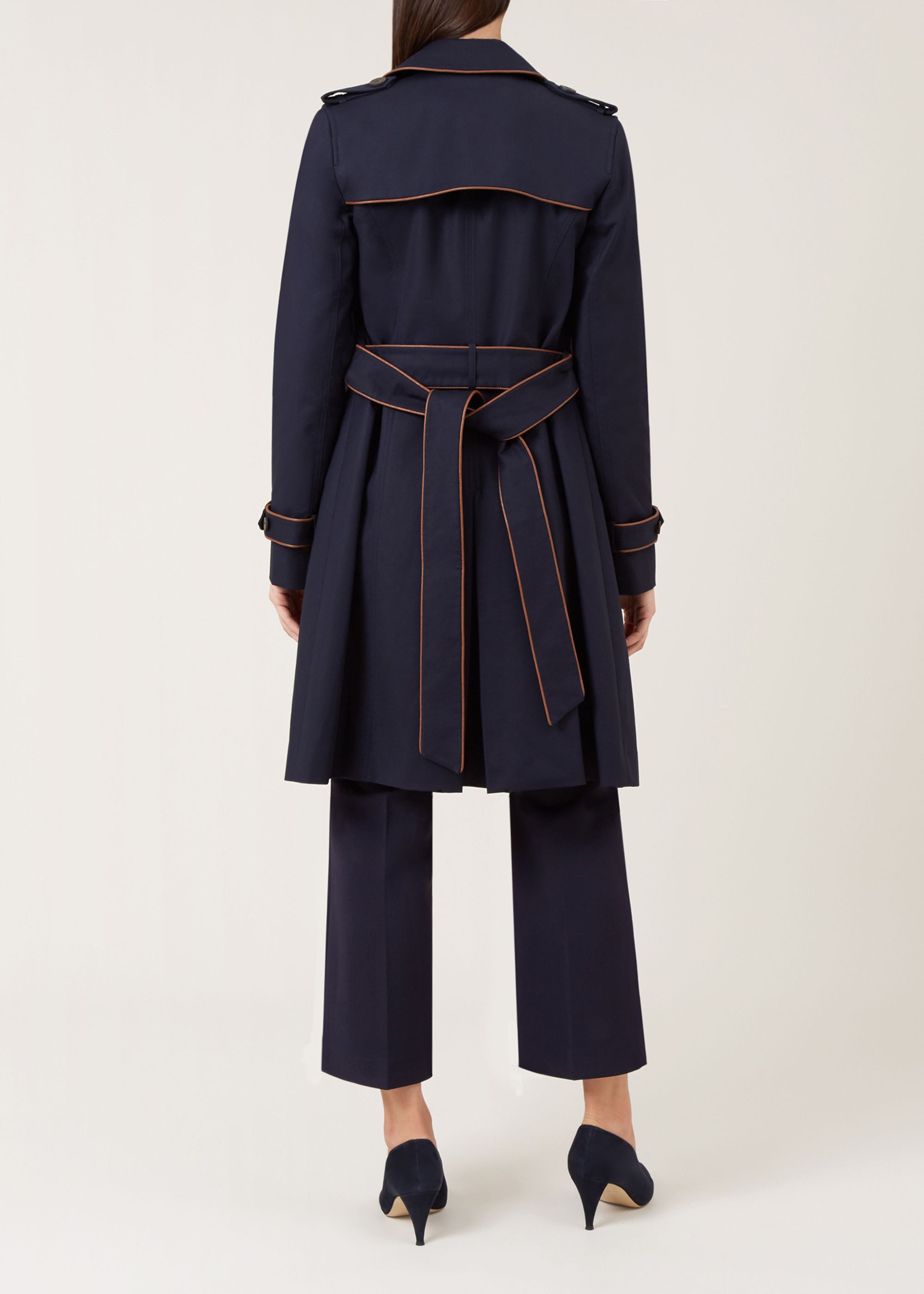 hobbs navy coat with red piping