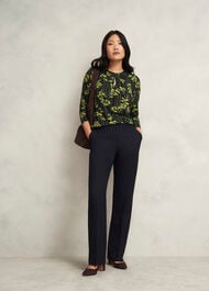 Julia Printed Top, Navy Green, hi-res