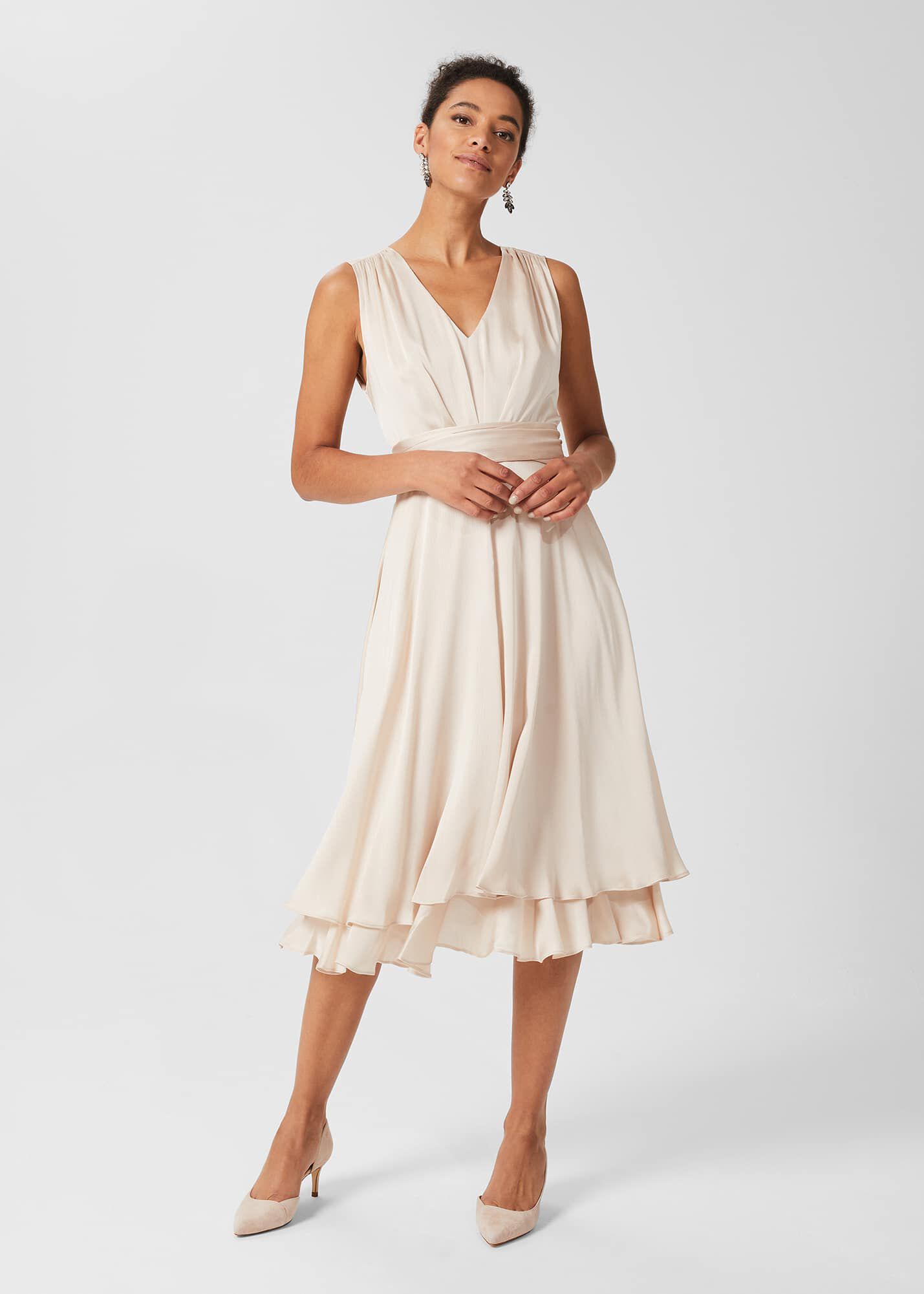 blush v neck dress